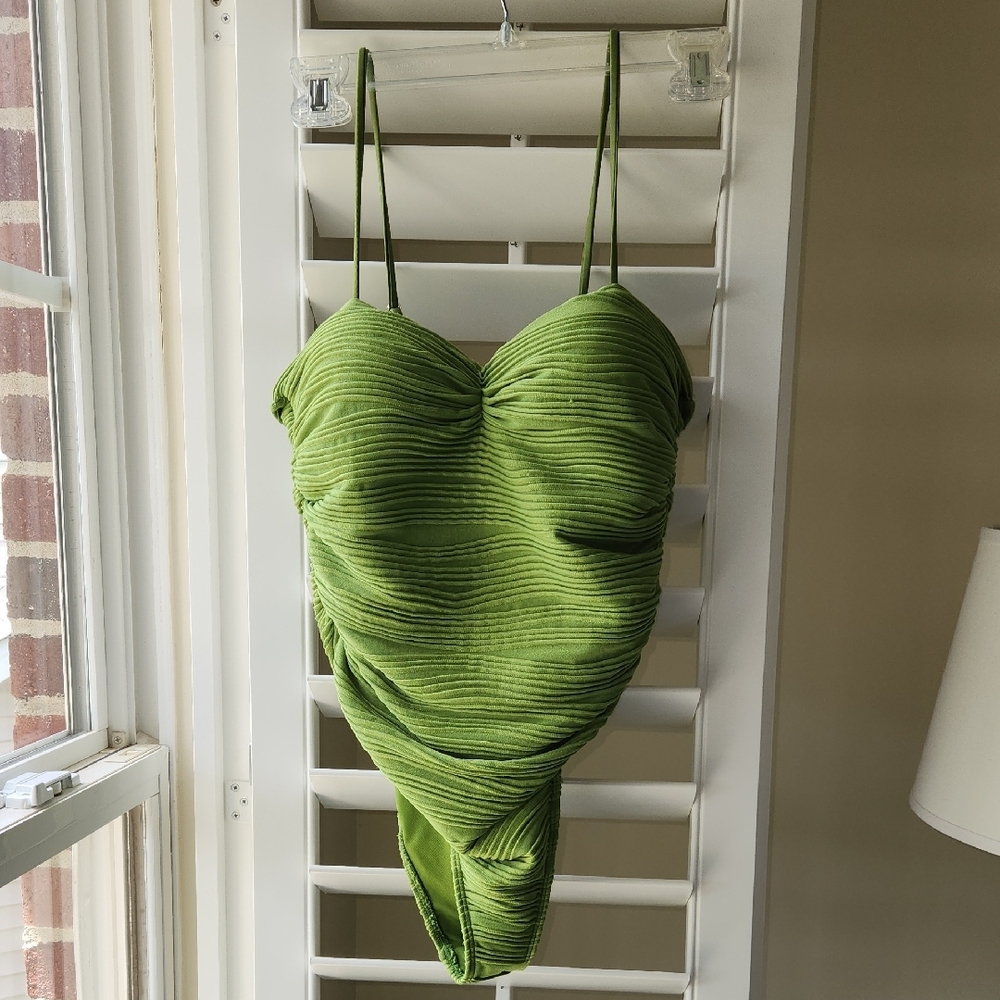 Matte Collection Green Ruched Swimsuit - Picture 2 of 7